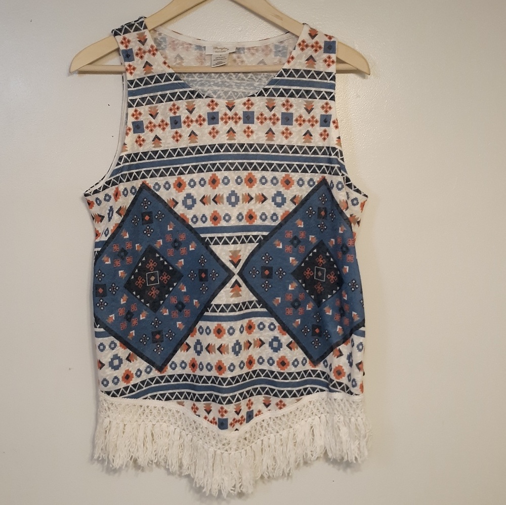 Wrangler Aztec Tank with Fringe Trim